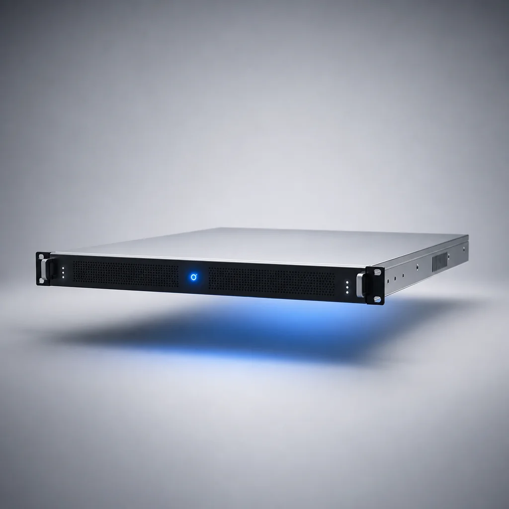 Rack-mount server module with one signal-blue live status LED